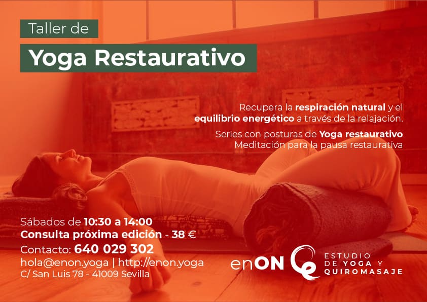Cartel del taller de Yoga Restaurativo en enON